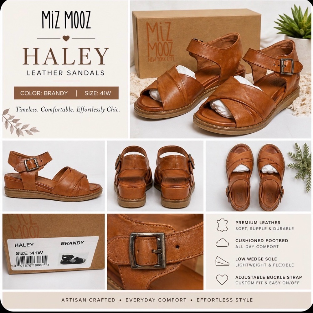 Miz Mooz Leather Haley Sandals in the color Brandy